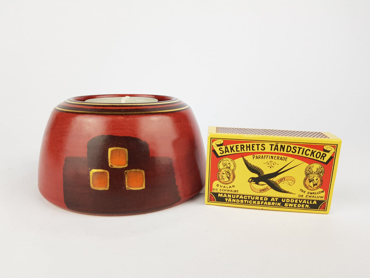Vintage KMK (Keramik Manufaktur Kupfermühle) Candle Holder with Rubin decor German Pottery 1990s