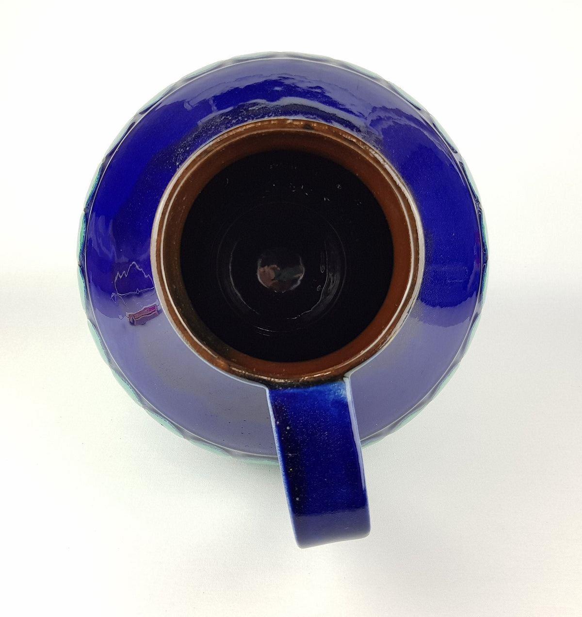 XL Vintage CARSTENS KERAMIK Fat Lava Vase Blue with Turquoise Relief Dots 223-31 West German Pottery 1960s