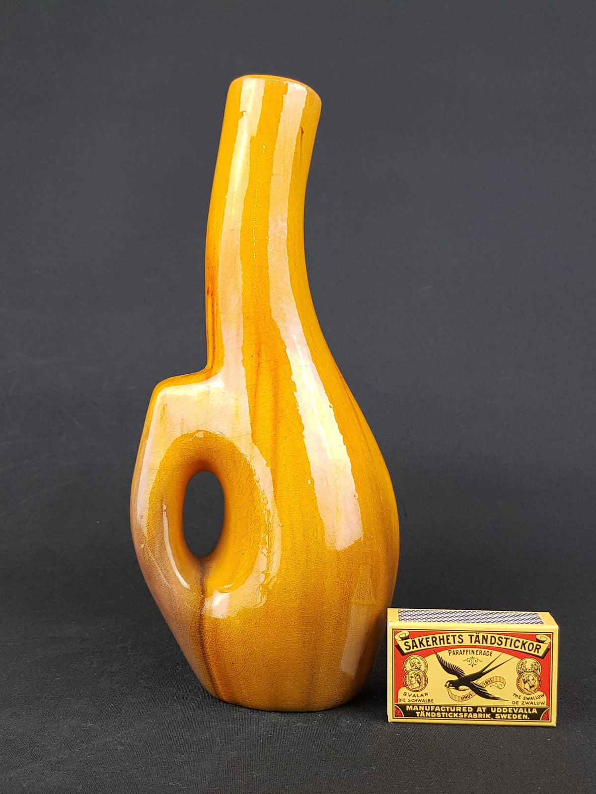Vintage Dark Yellow STUDIO ART POTTERY Fat Lava Elegant Shaped Vase West German Pottery 1960s 1970s