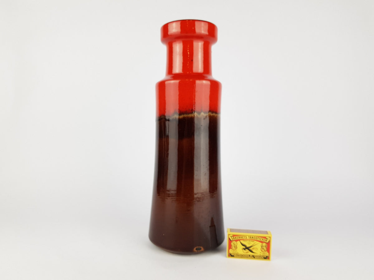 Vintage Brown and Red SCHEURICH KERAMIK Fat Lava Vase 205 32 West Geman Pottery