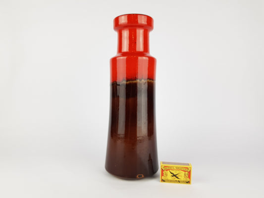 Vintage Brown and Red SCHEURICH KERAMIK Fat Lava Vase 205 32 West Geman Pottery