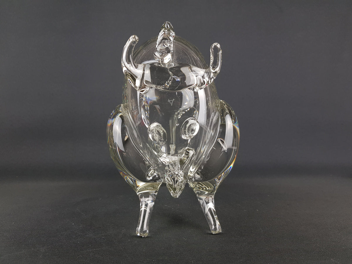 Rare Large Vintage Clear HEMAH GLASS Taurus Bull Russian Art Sculpture 1960s 1970s