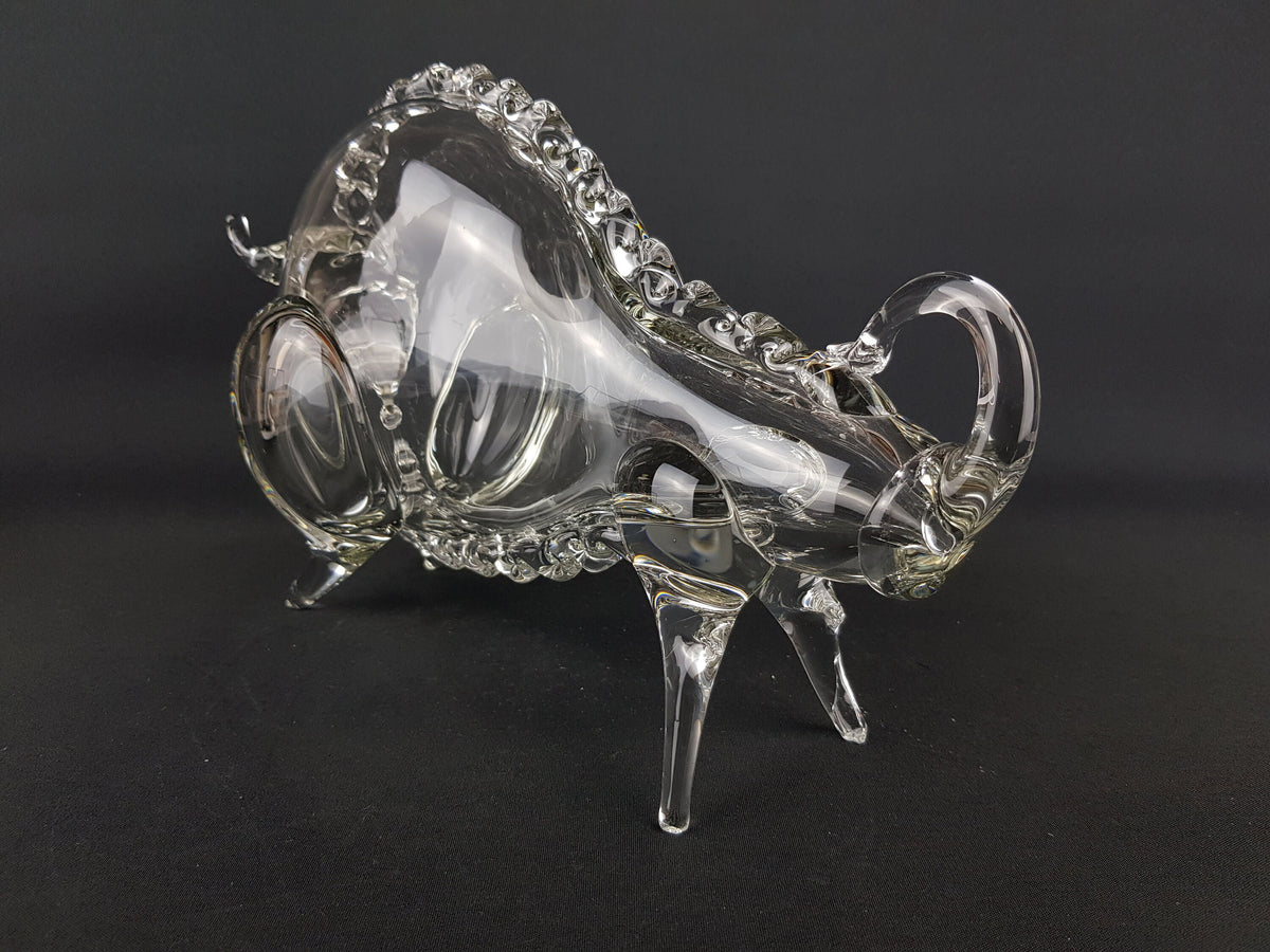 Rare Large Vintage Clear HEMAH GLASS Taurus Bull Russian Art Sculpture 1960s 1970s