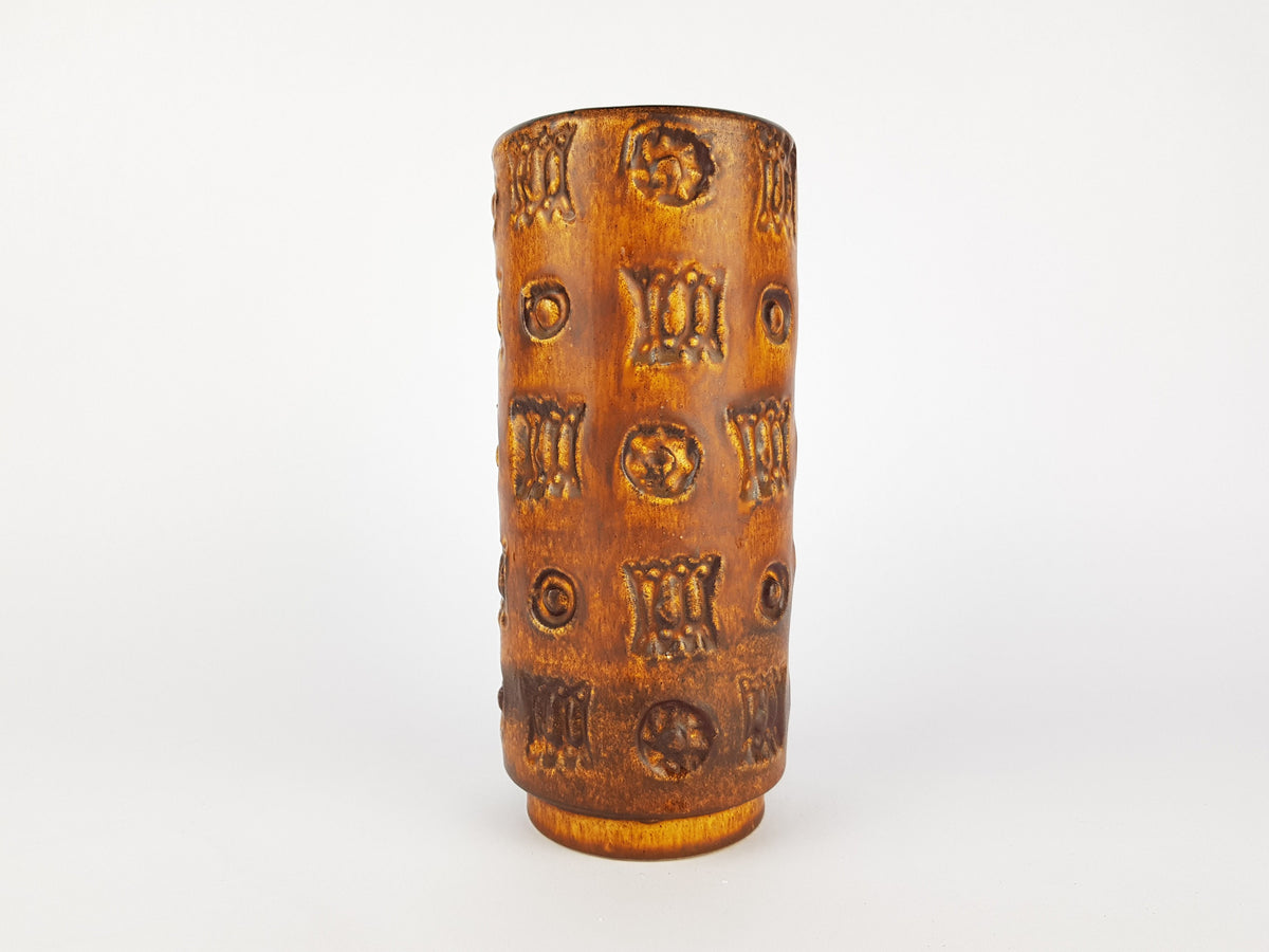 Vintage SPARA KERAMIK Fat Lava Vase with Relief Decor 618/20 Design By Halidan Kutlv West German Pottery 1960s