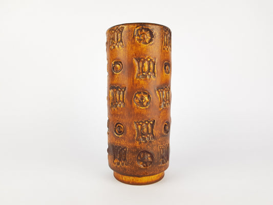Vintage SPARA KERAMIK Fat Lava Vase with Relief Decor 618/20 Design By Halidan Kutlv West German Pottery 1960s