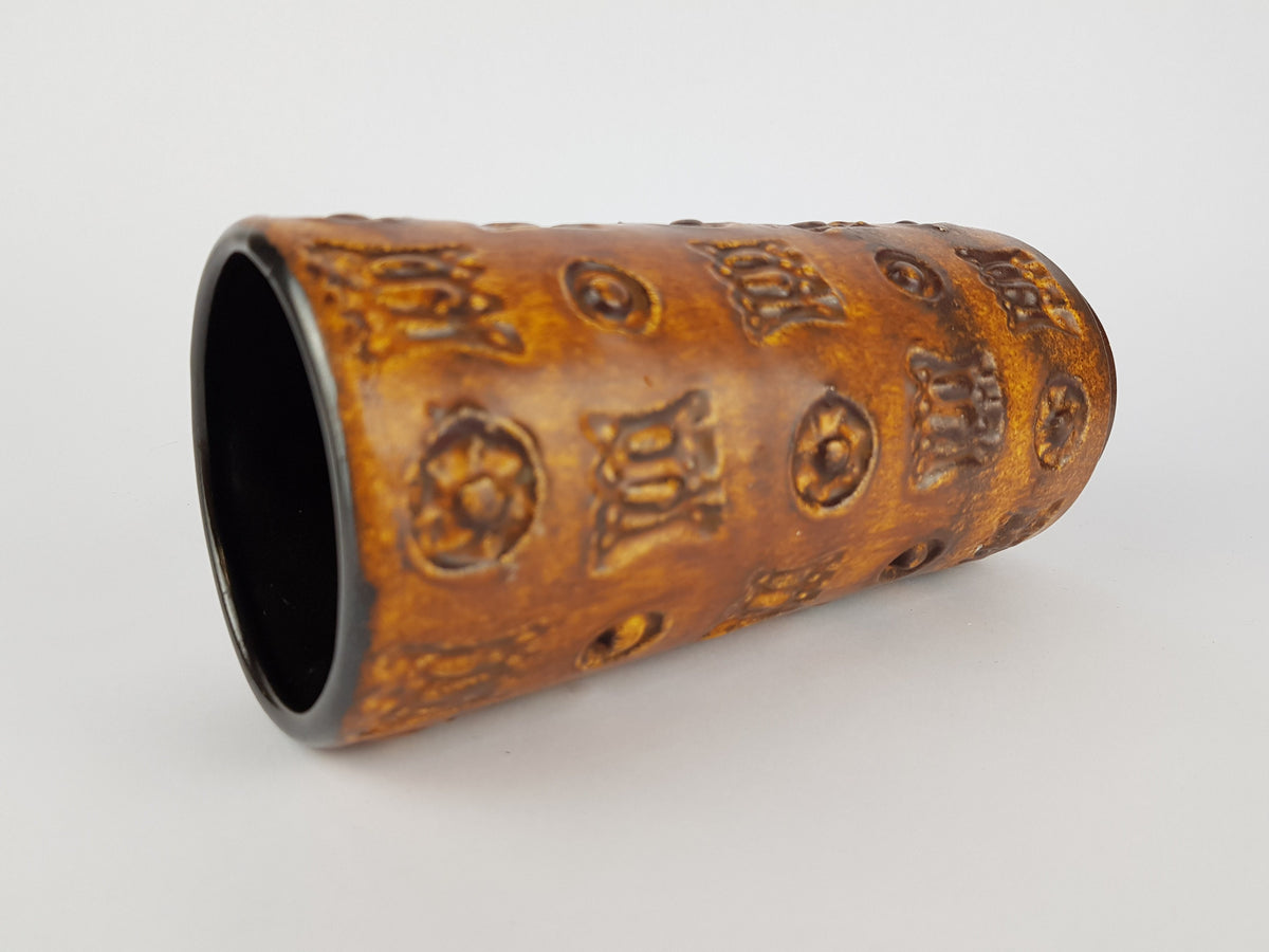 Vintage SPARA KERAMIK Fat Lava Vase with Relief Decor 618/20 Design By Halidan Kutlv West German Pottery 1960s