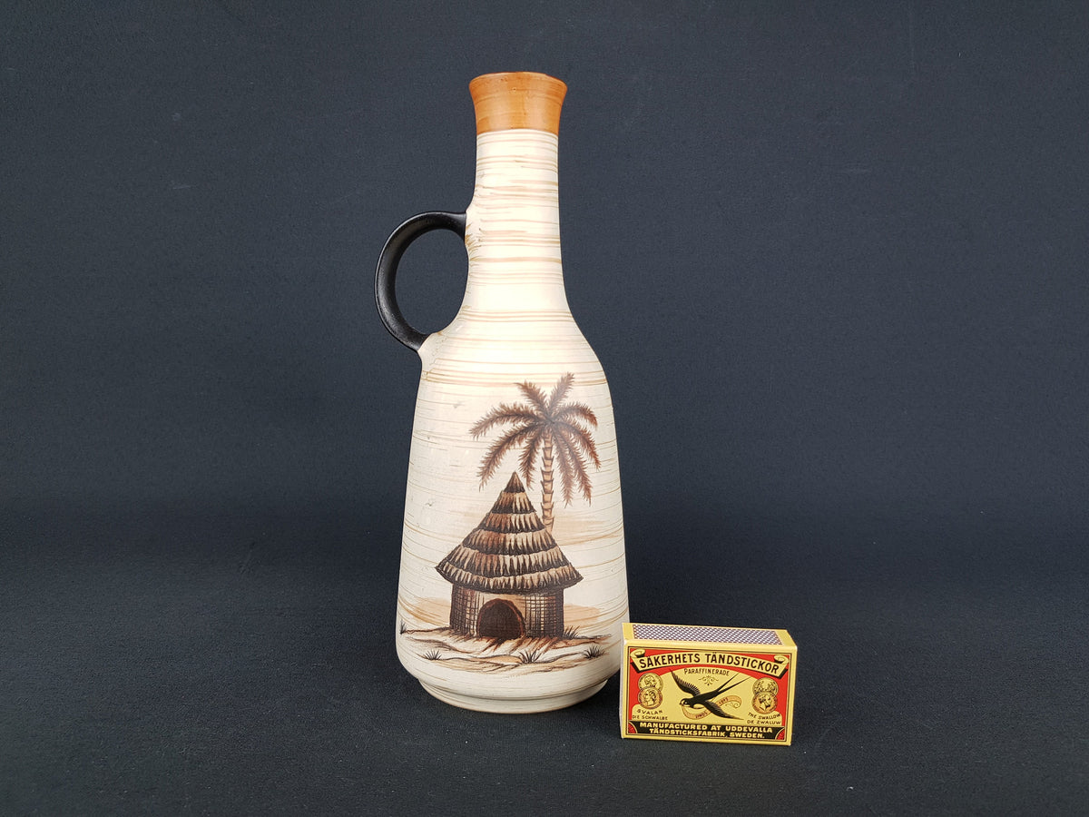 Vintage DÜMLER & BREIDEN Vase 1342/24 with Oase decor West German Pottery 1960s Fat Lava Era
