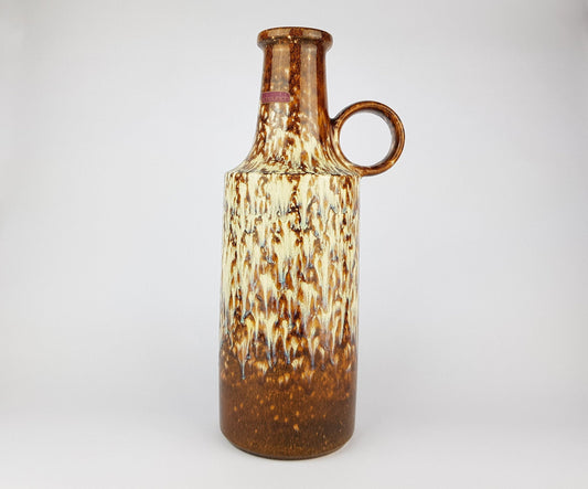 XL Vintage SCHEURICH KERAMIK Fat Lava Brown Floor Vase 412 40 West German Pottery 1970s