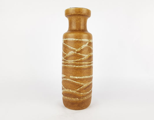 Vintage Brown with White Lava SCHEURICH KERAMIK Vase 200 28 West German Pottery 1970s