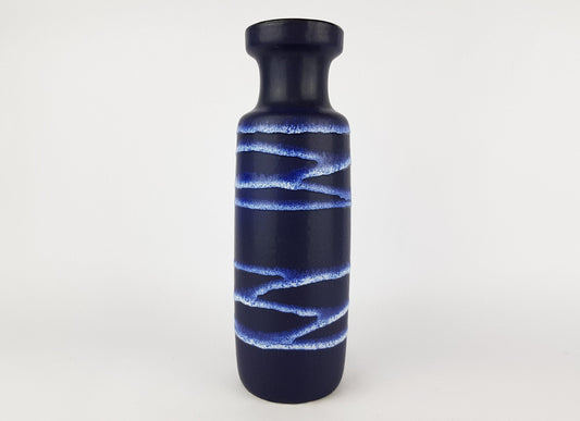 Vintage Blue with White Lava SCHEURICH KERAMIK Vase 200 28 West German Pottery 1970s