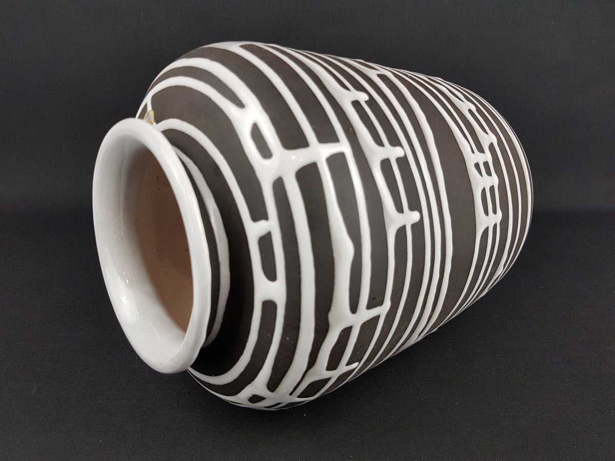 Vintage 1950s SCHLOSSBERG KERAMIK Fat Lava Vase 133 30 with decor Roulette by Liesel Spornhauer