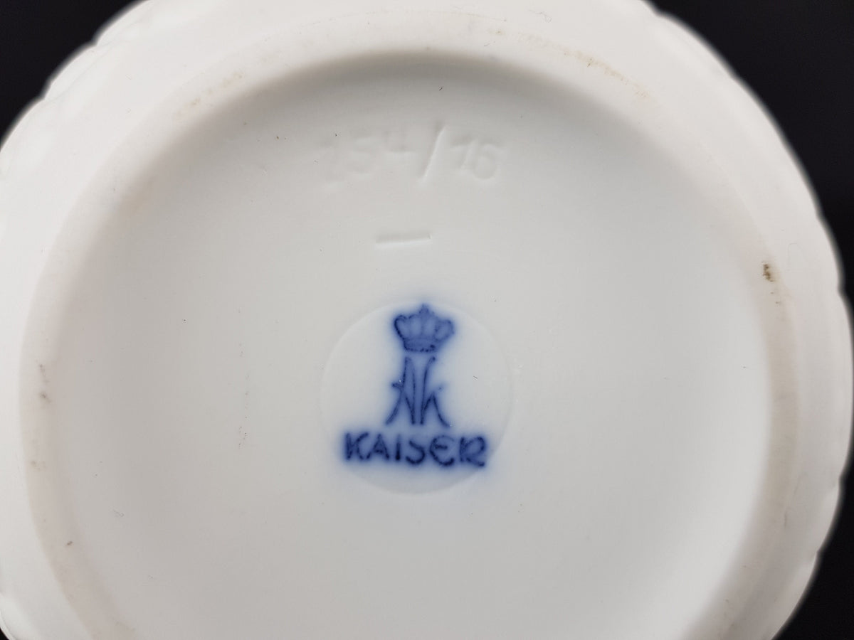 Vintage AK KAISER White Biscuit Porcelain Vase 254/16 Kiesel Series Relief Vase West Germany 1972 Op Art Porcelain