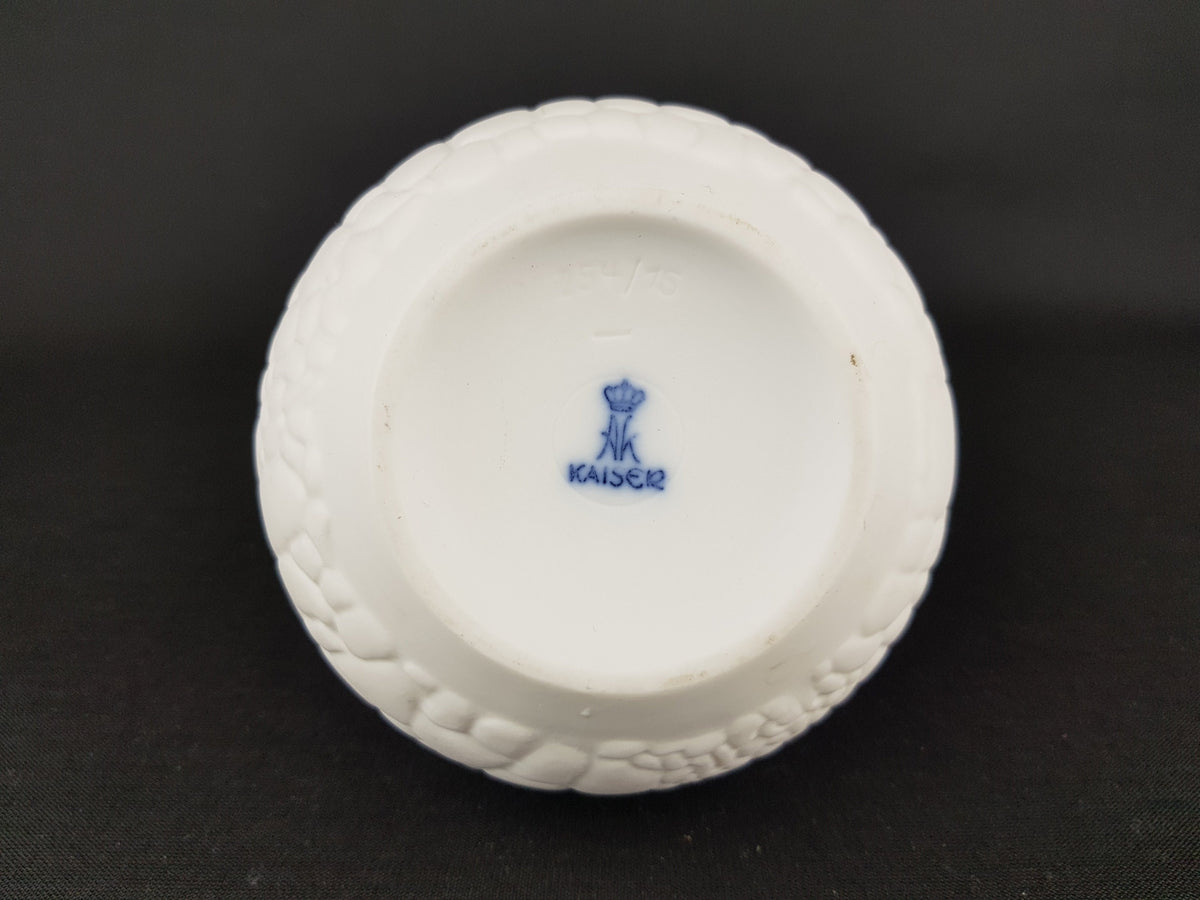 Vintage AK KAISER White Biscuit Porcelain Vase 254/16 Kiesel Series Relief Vase West Germany 1972 Op Art Porcelain