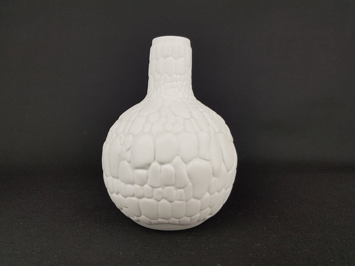 Vintage AK KAISER White Biscuit Porcelain Vase 254/16 Kiesel Series Relief Vase West Germany 1972 Op Art Porcelain