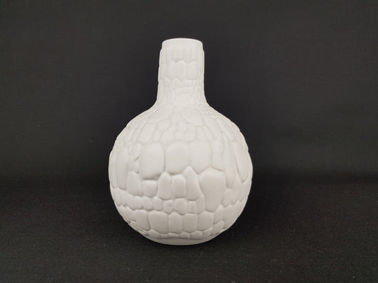 Vintage AK KAISER White Biscuit Porcelain Vase 254/16 Kiesel Series Relief Vase West Germany 1972 Op Art Porcelain