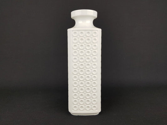 Vintage White EDELSTEIN PORZELLAN With Circle Relief Decor Vase 1165 2 Bavaria Germany 1960s