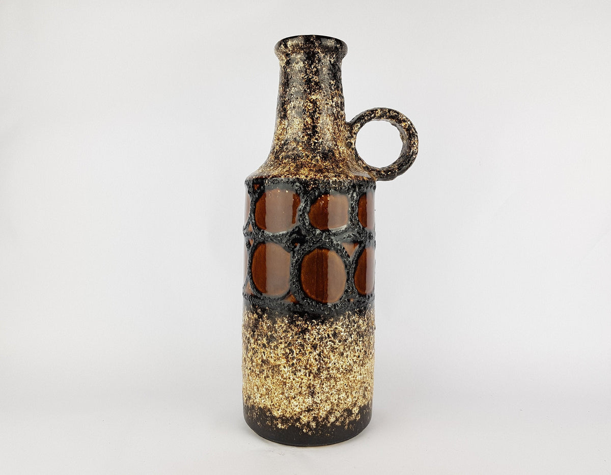XL Vintage SCHEURICH KERAMIK Fat Lava Brown Floor Vase 412 40 West German Pottery 1970s