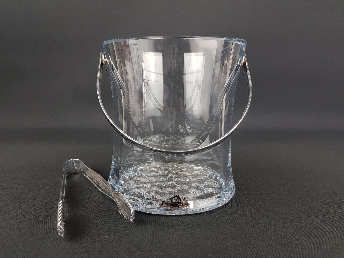 Vintage Clear STROMBERGSHYTTAN SWEDISH Crystal Glass Ice Bucket With Bubble Decor by Gerda Stromberg G32 Scandinavia 1967