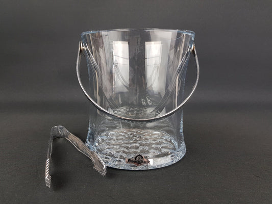 Vintage Clear STROMBERGSHYTTAN SWEDISH Crystal Glass Ice Bucket With Bubble Decor by Gerda Stromberg G32 Scandinavia 1967