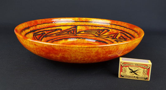 Vintage Orange and Black WALTER GERHARDS Keramik Fat Lava Bowl 713/31 West German Pottery 1960s