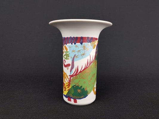 Rare Multicolored Vintage ROSENTHAL Porzellan Studio Linie Line Alta Mira Flared Vase West Germany by GILBER PORTANIER 1970s 1980s