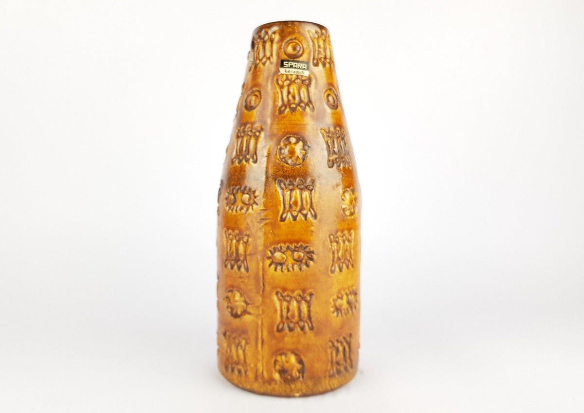 Vintage SPARA KERAMIK Fat Lava Vase with Relief Decor Design By Halidan Kutlv West German Pottery 1960s
