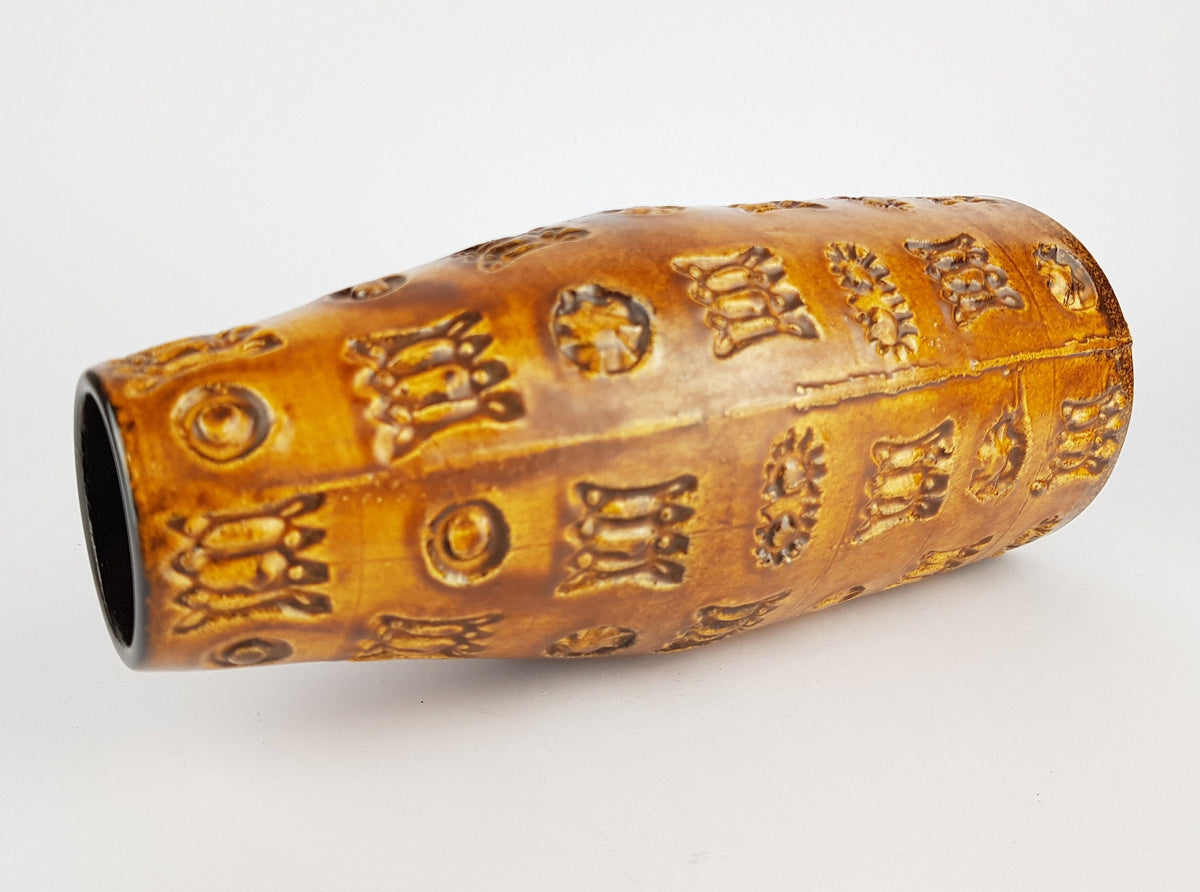 Vintage SPARA KERAMIK Fat Lava Vase with Relief Decor Design By Halidan Kutlv West German Pottery 1960s