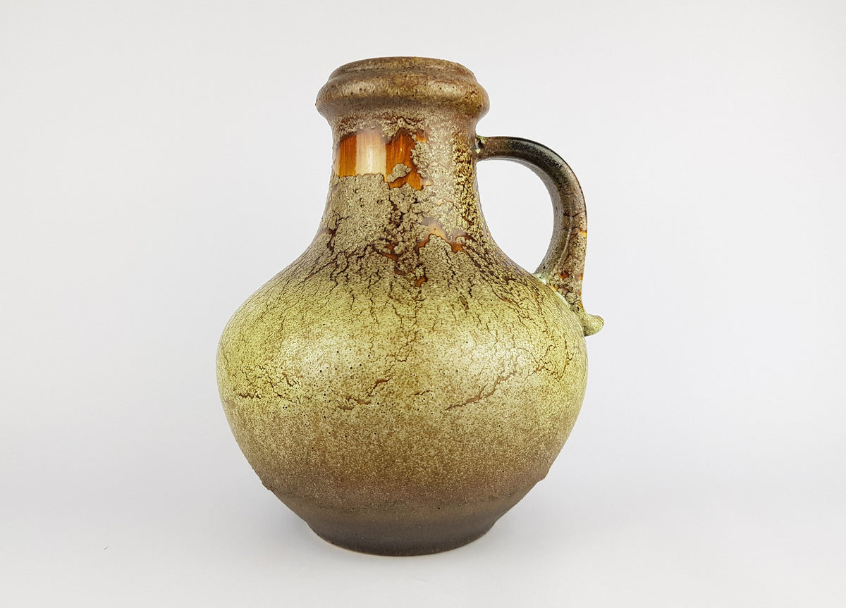 XL Vintage Green and Brown SCHEURICH KERAMIK Fat Lava Vase West German Pottery 1960s 1970s