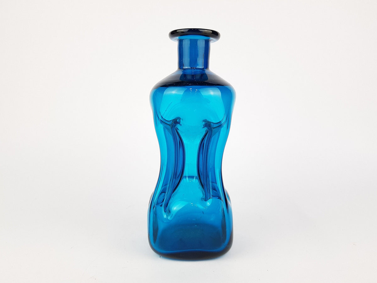 Vintage Blue HOLMEGAARD Kluk Kluk Glass Decanter by Jacob Bang Denmark