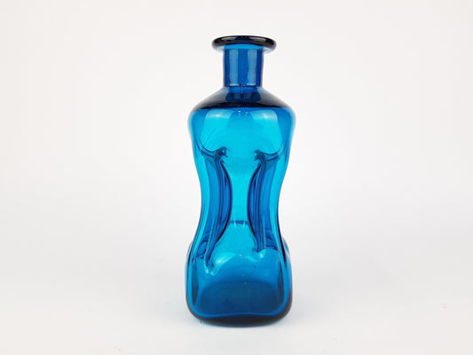 Vintage Blue HOLMEGAARD Kluk Kluk Glass Decanter by Jacob Bang Denmark