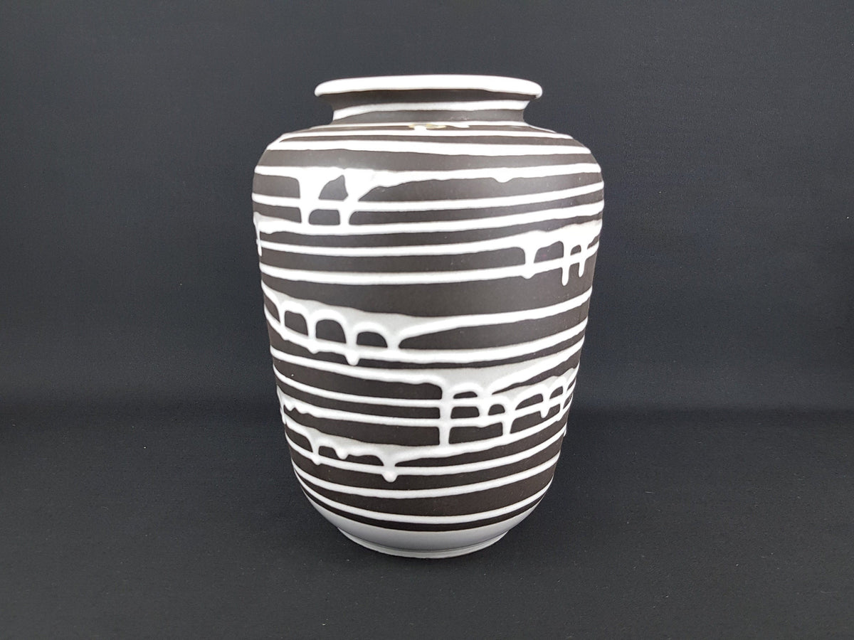 Vintage 1950s SCHLOSSBERG KERAMIK Fat Lava Vase 133 30 with decor Roulette by Liesel Spornhauer