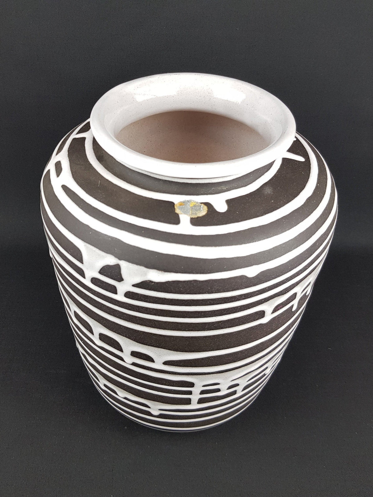 Vintage 1950s SCHLOSSBERG KERAMIK Fat Lava Vase 133 30 with decor Roulette by Liesel Spornhauer