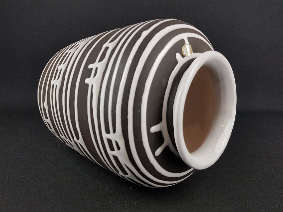 Vintage 1950s SCHLOSSBERG KERAMIK Fat Lava Vase 133 30 with decor Roulette by Liesel Spornhauer