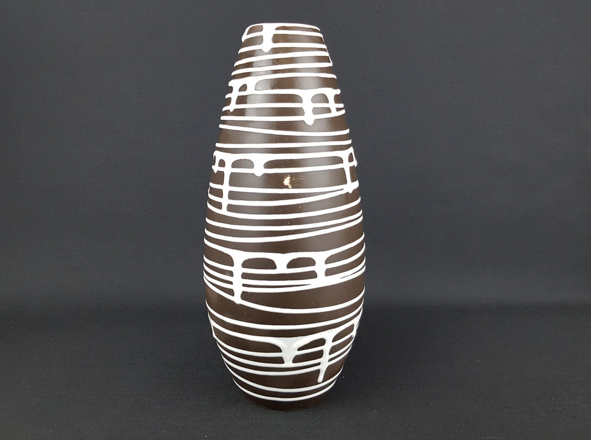 Vintage 1950s SCHLOSSBERG KERAMIK Fat Lava Vase 237/29 with decor Roulette by Liesel Spornhauer