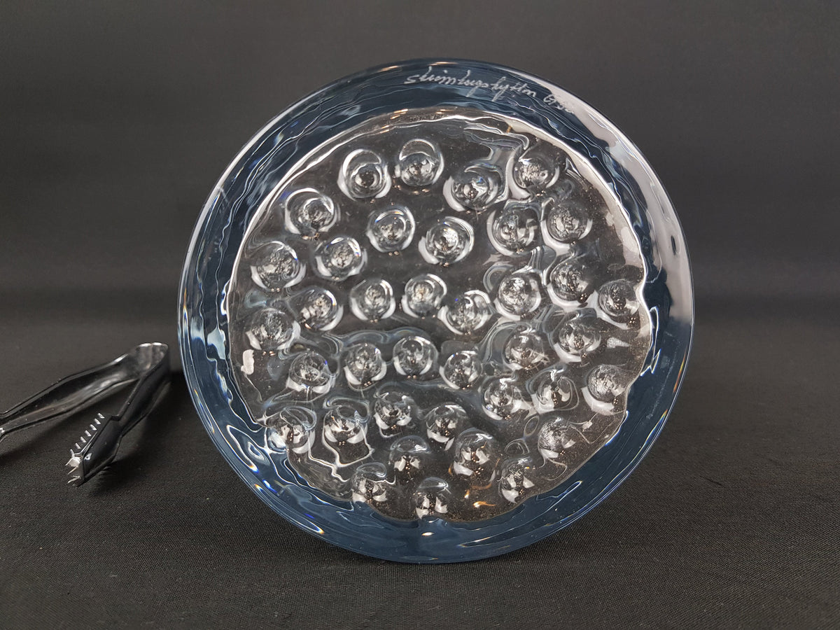 Vintage Clear STROMBERGSHYTTAN SWEDISH Crystal Glass Ice Bucket With Bubble Decor by Gerda Stromberg G32 Scandinavia 1967