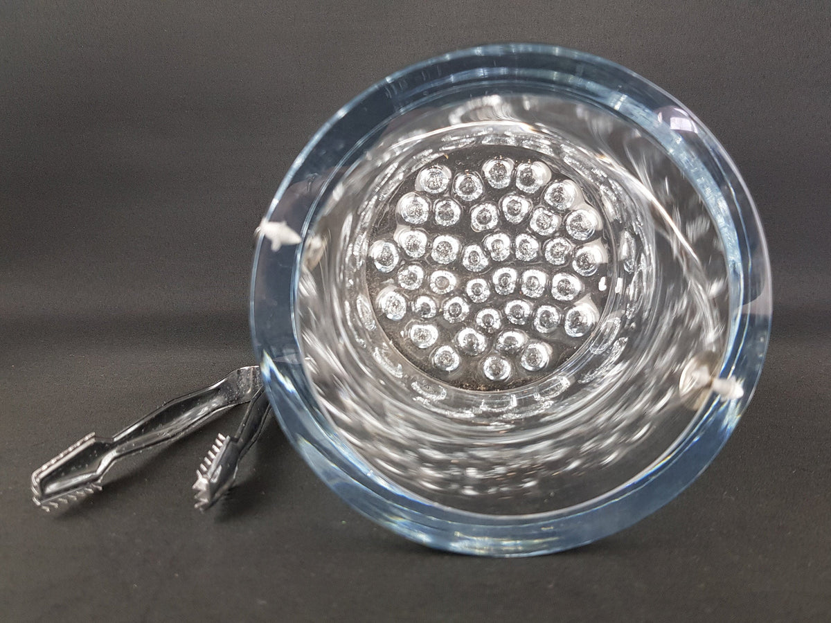 Vintage Clear STROMBERGSHYTTAN SWEDISH Crystal Glass Ice Bucket With Bubble Decor by Gerda Stromberg G32 Scandinavia 1967