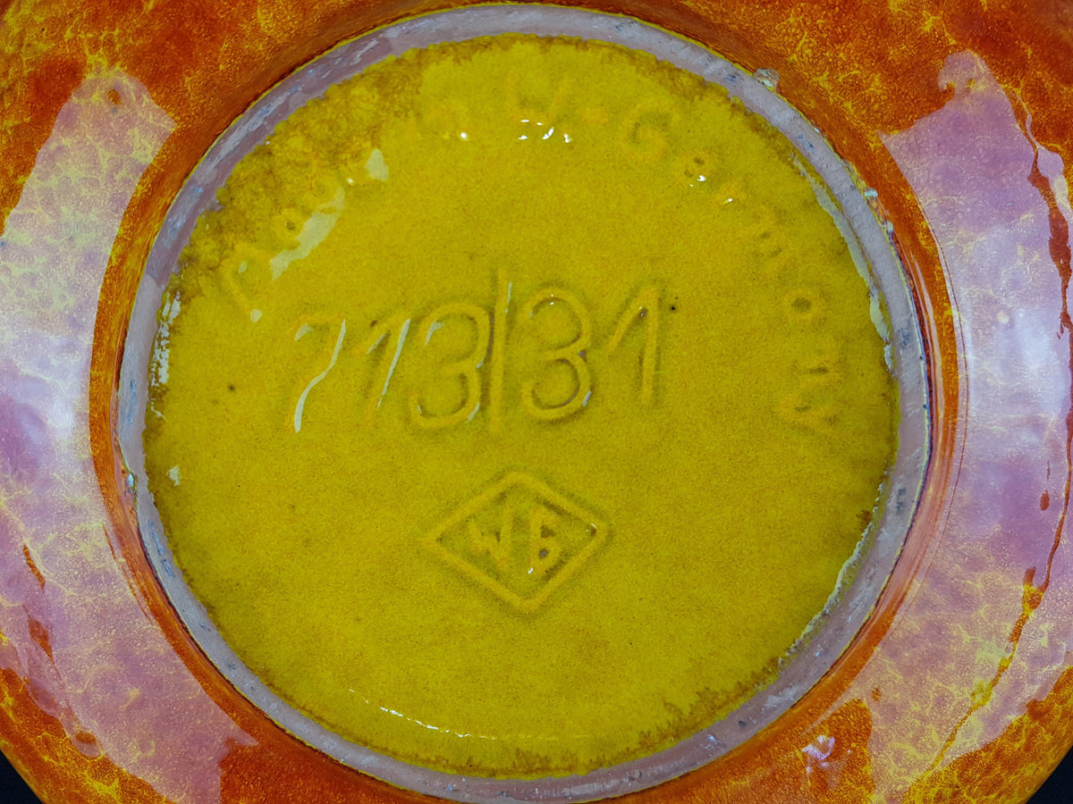 Vintage Orange and Black WALTER GERHARDS Keramik Fat Lava Bowl 713/31 West German Pottery 1960s