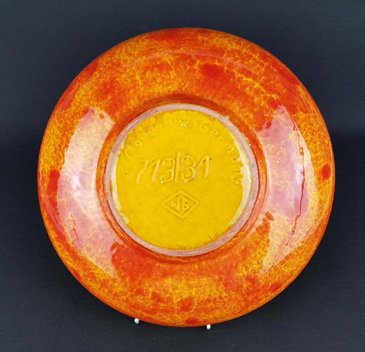 Vintage Orange and Black WALTER GERHARDS Keramik Fat Lava Bowl 713/31 West German Pottery 1960s