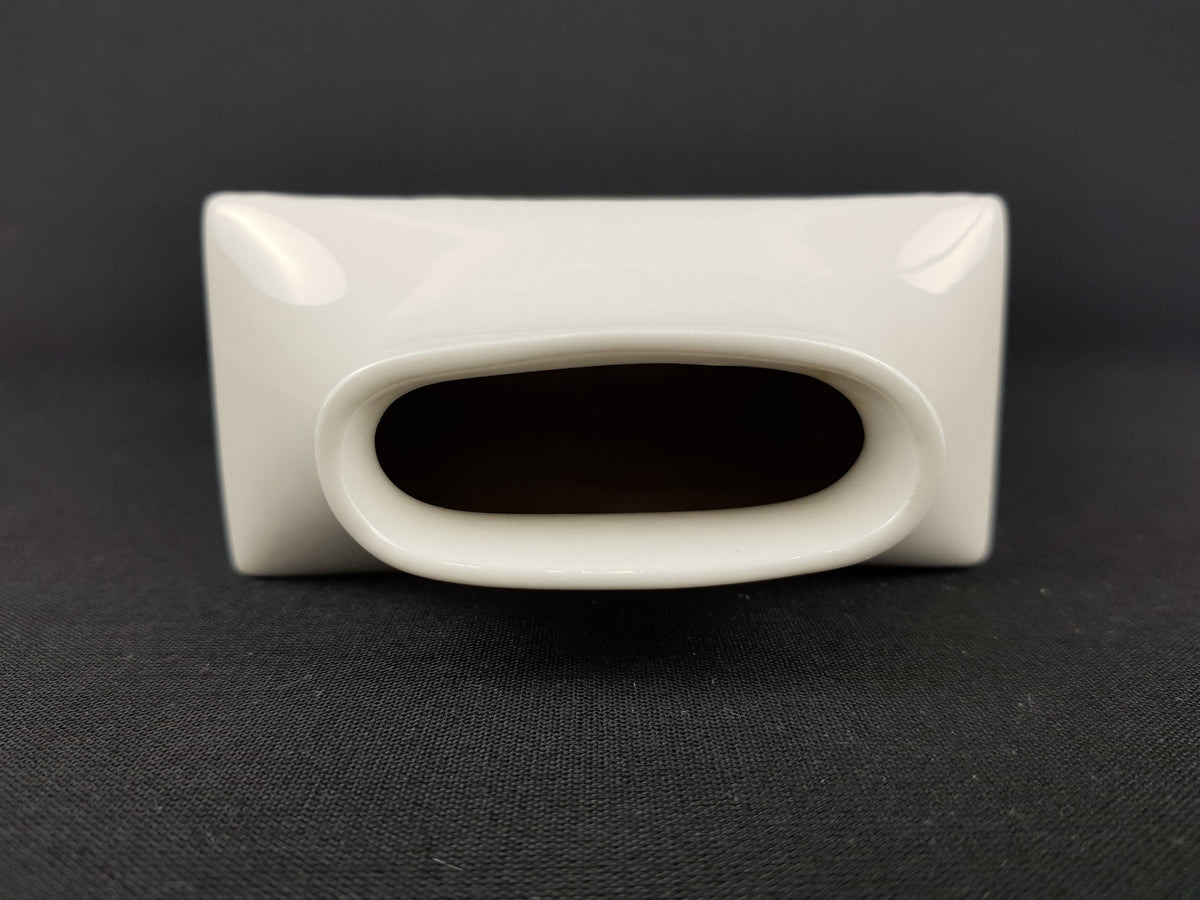Vintage White SGRAFO Modern Porcelain Square Vase With Bark Relief Decor 1961/15 West German Pottery 1950-60s
