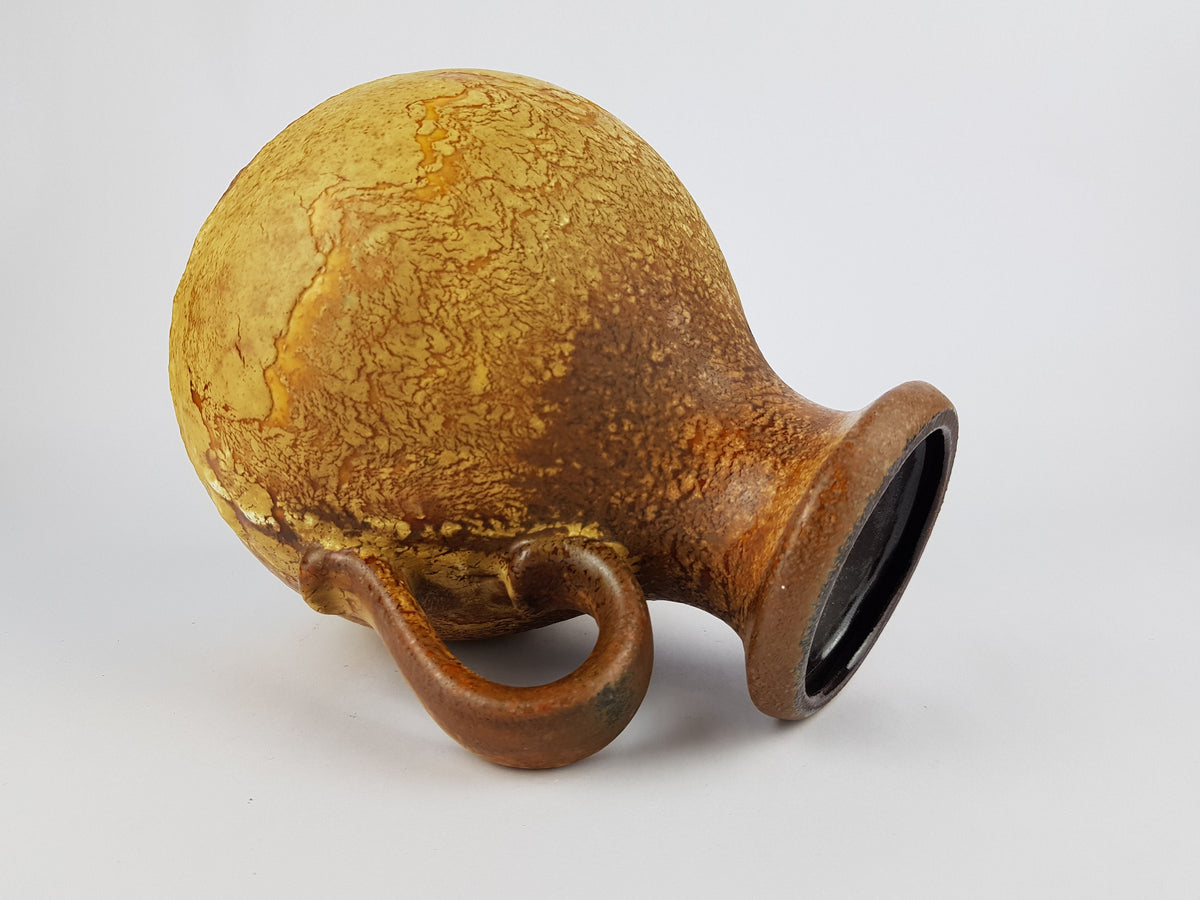 Vintage Brown Ochre SCHEURICH KERAMIK Fat Lava Vase 495-20 with Haro decor West German Pottery 1960s 1970s