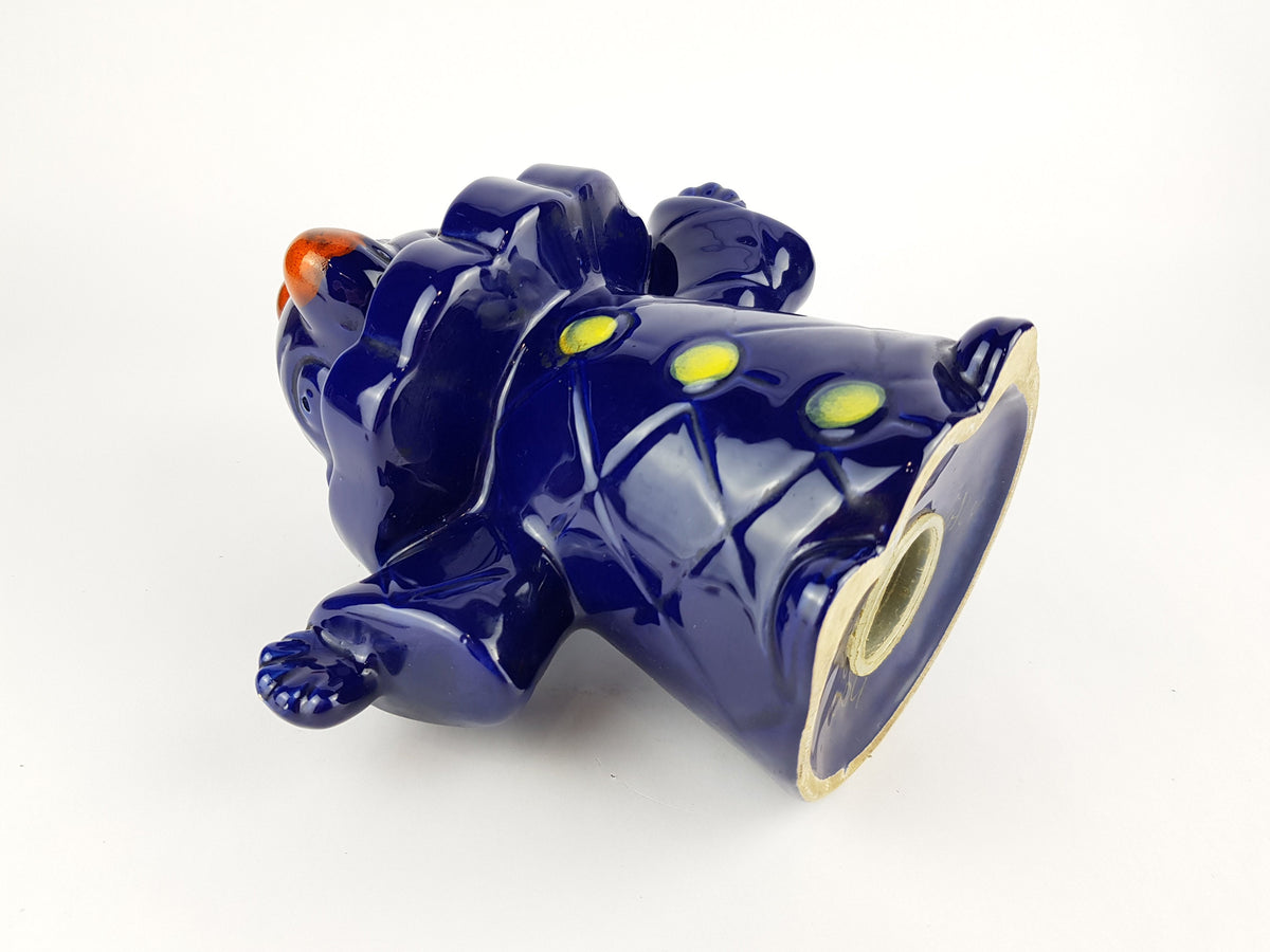 Vintage ALLA MODA Blue Clown Money Bank Italian Pottery 1960-70s