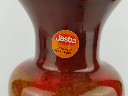 Vintage Colorful JASBA KERAMIK Fat Lava Trumpet Vase N602 10 18 West German Pottery 1970s