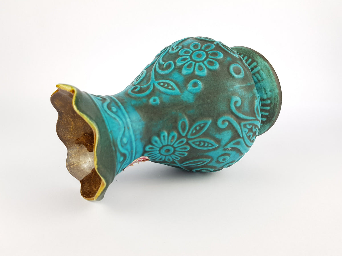 Vintage Blue BAY KERAMIK Fat Lava Vase 62 20 by Bodo Mans West German Pottery 1960-70s