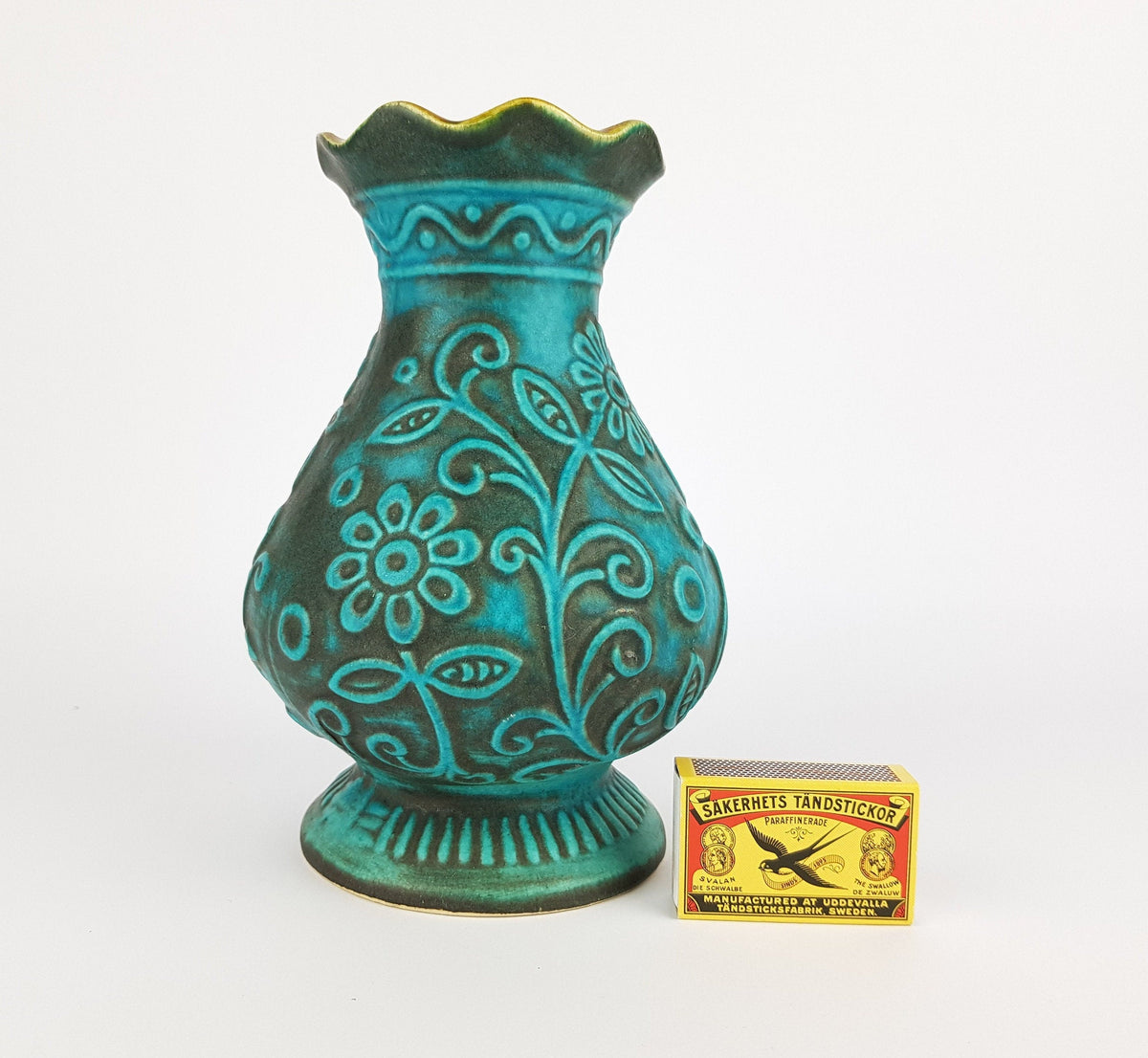 Vintage Blue BAY KERAMIK Fat Lava Vase 62 20 by Bodo Mans West German Pottery 1960-70s