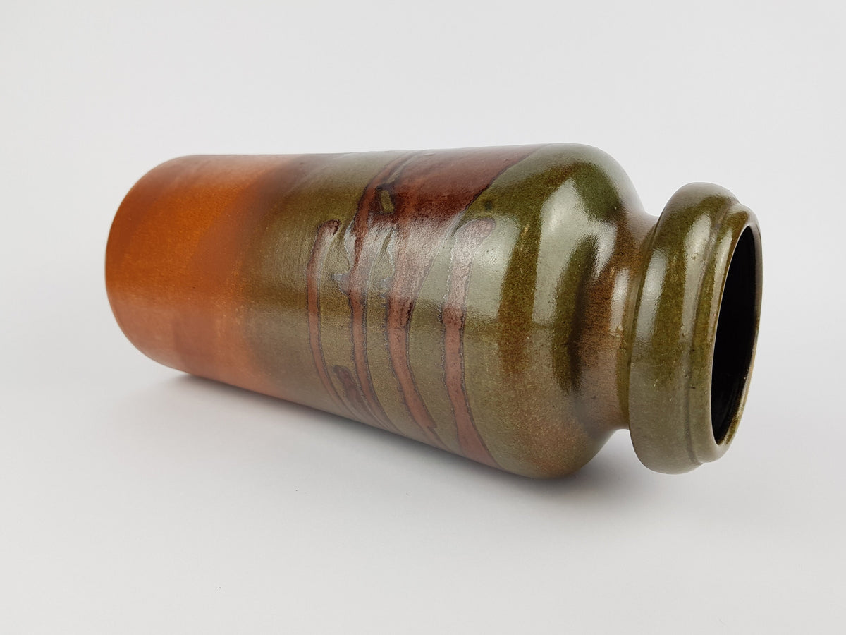 Vintage SCHEURICH KERAMIK Green and Brown Fat Lava Vase 517 30 West German Pottery 1970s