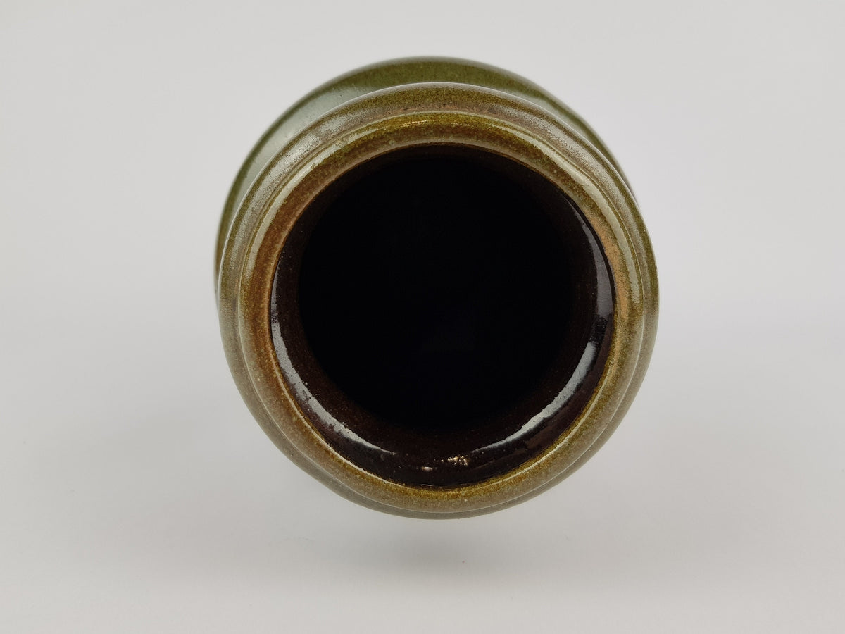 Vintage SCHEURICH KERAMIK Green and Brown Fat Lava Vase 517 30 West German Pottery 1970s