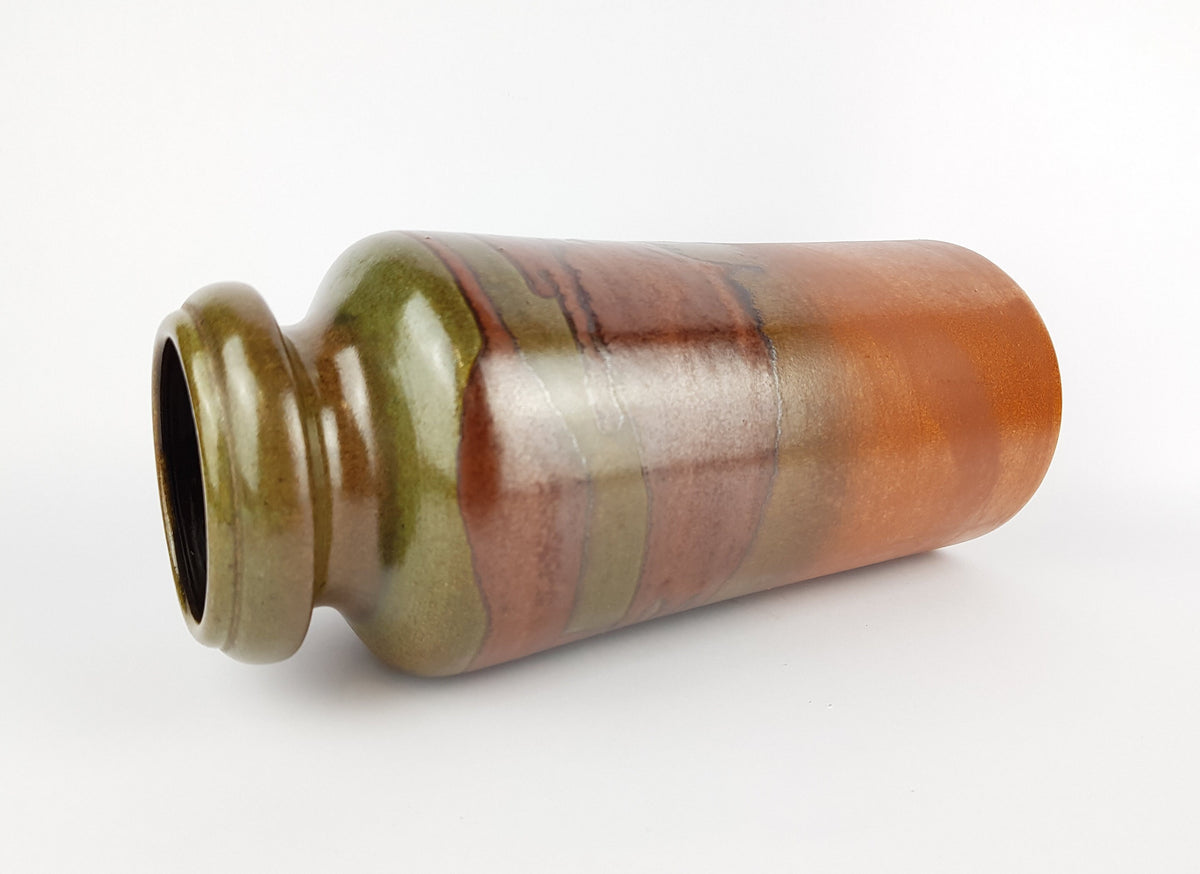 Vintage SCHEURICH KERAMIK Green and Brown Fat Lava Vase 517 30 West German Pottery 1970s