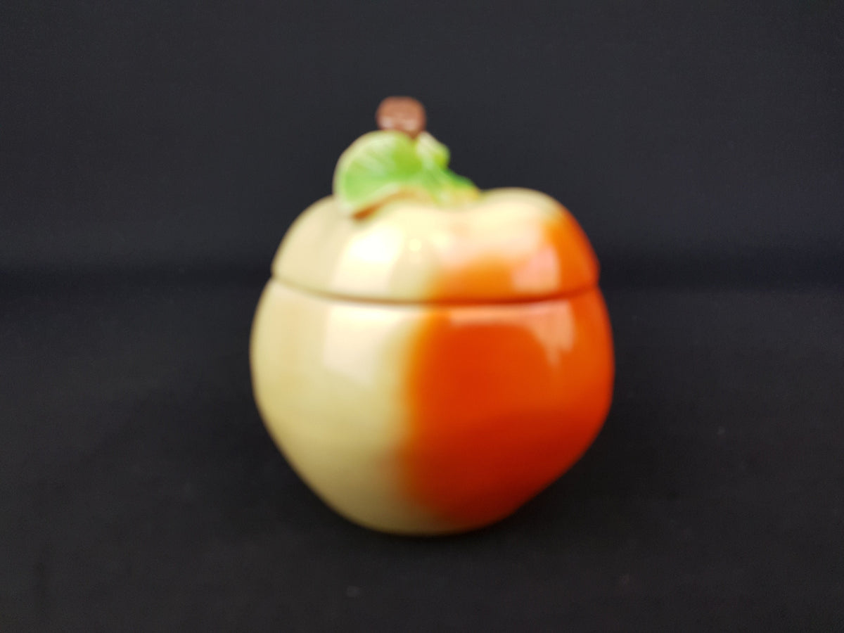 Vintage Marmalade JAR with Lid APPLE design 1960s West German Pottery