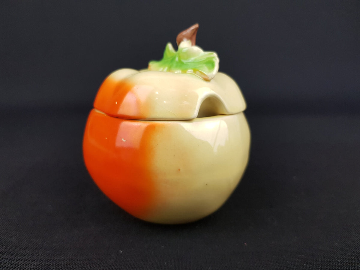 Vintage Marmalade JAR with Lid APPLE design 1960s West German Pottery