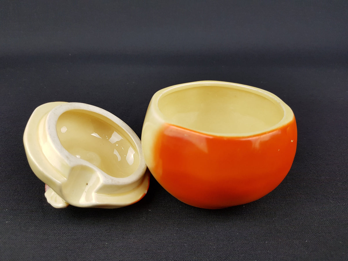 Vintage Marmalade JAR with Lid APPLE design 1960s West German Pottery